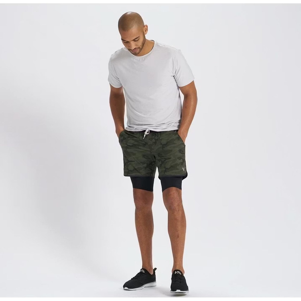 Vuori Stockton‎ Athletic Short - Lined Olive Camo Men's Size Medium